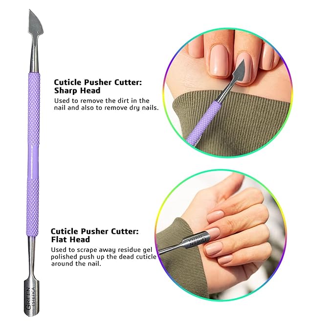 Professional Cuticle Trimmer with Cuticle Pusher Nail Cuticle Remover Nipper Silver Stainless Steel Sharp Blades Manicure Tools with Double Spring Nail Care Pedicure Nail Tools Home Spa (Purple)