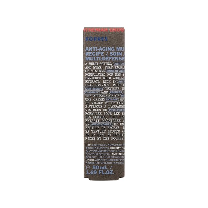 KORRES Athenian Grooming Anti-Ageing Cream for Face & Eyes, Achillea Millefolium & Baobab Leaf Extracts, Reduces Fine Lines, Smooths Wrinkles, Minimizes Eye Puffiness, Vegan, For Men, 1.69 Fl Oz