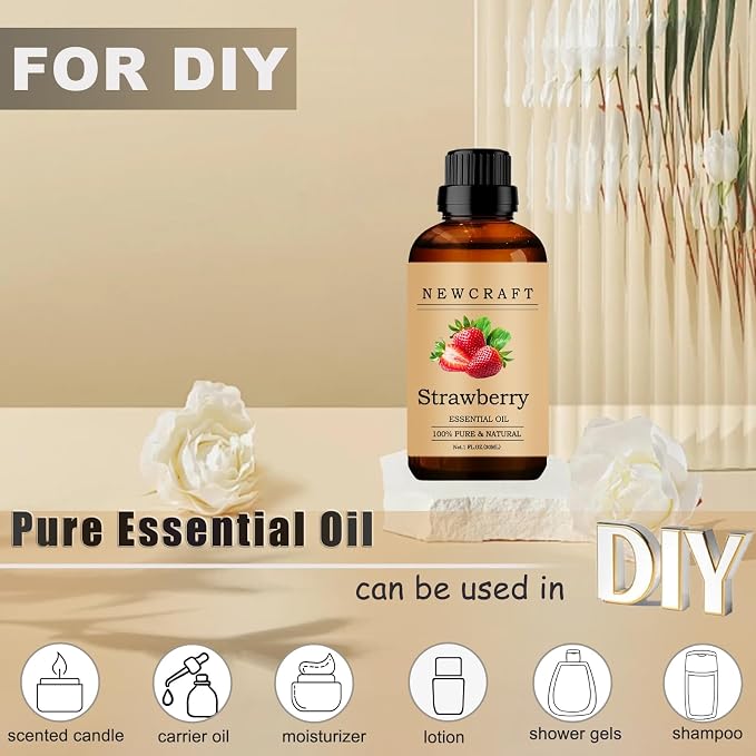 Strawberry Essential Oils, 100% Pure and Natural Essential Oil for Aromatherapy Diffuser - Strawberry/1 Fl Oz