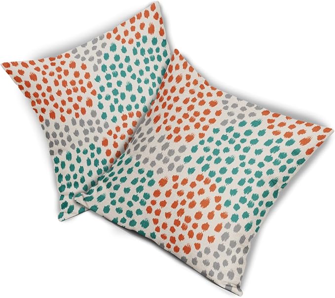 Teal Orange Pillow Covers 20x20 Set of 2 Grey Fall Colored Art Dot Decorative Throw Pillows Trendy Print Outdoor Pillowcase Holiday Seasonal Cushion Cover Linen Pillow Case Decor for Sofa Couch Bed