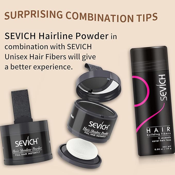 Instantly Hairline Shadow - SEVICH Powder for Grey Hair Root Touch Up, Thinning Hairline & Eyebrows/Beard Line, Windproof & Sweatproof, Brown