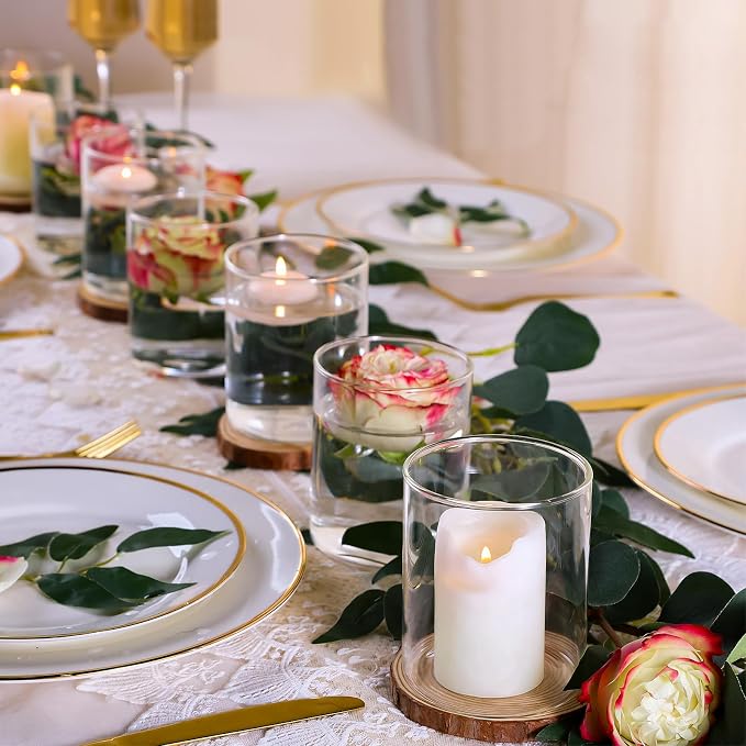 12pcs 4 Inch Clear Glass Cylinder Vases for Centerpieces | Small Flower Vases for Wedding & Home Decor, Hurricane Floating Candle Holders for Table & Shelf