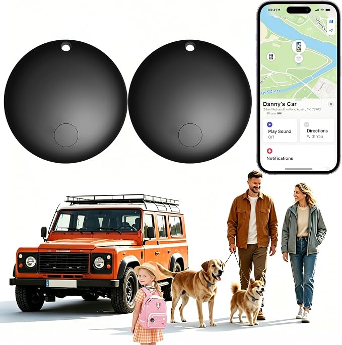 GPS Tracker for Vehicles No Monthly Fee (Android Only) - 4 Pack | Mini Car Tracker Tag, Tracking Devices, Hidden Compatible with Google's Find Hub for Pet, Car, Key, Luggage