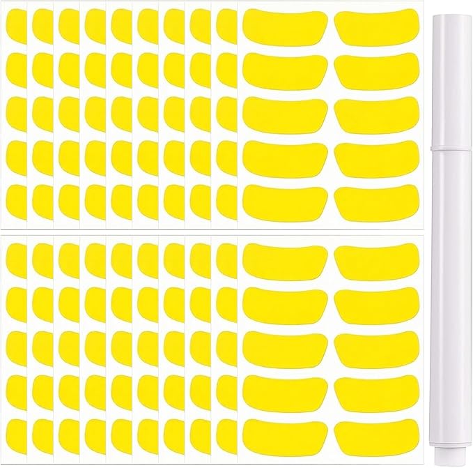 200 Pairs Sports Eye Black Stickers for Kids,Eye Strips Sports Eye Stickers Breathable Eye Strips for Baseball Football Softball Lacrosse Fans on Game Day,with 1 White Pencil (Yellow2)