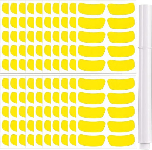 200 Pairs Sports Eye Black Stickers for Kids,Eye Strips Sports Eye Stickers Breathable Eye Strips for Baseball Football Softball Lacrosse Fans on Game Day,with 1 White Pencil (Yellow2)