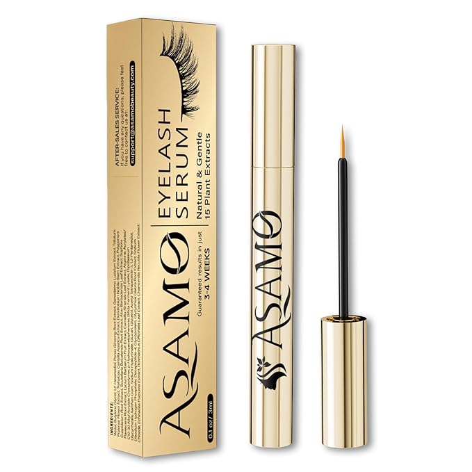 Eyelash Growth Serum – 15 Plant Extracts for Longer, Denser & Robust Lashes,Boosts Natural Lash Development,eyelash serum,Enhance Natural Beauty, Hypoallergenic Oil Free,lash growth serum（PURE GOLD）