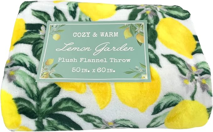 Mother's Day Lemon Garden Fleece Throw Blankets: Soft Plush Accent for Sofa Couch Chair Bed Dorm or Travel