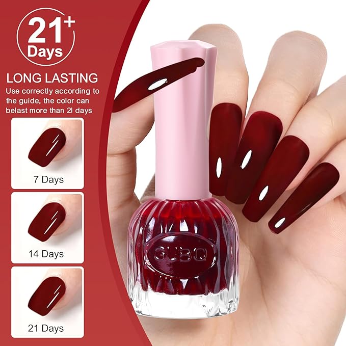 Major Dijit Quick Air Dry Nail Polish Maroon Regular Nail Polish Non UV Gel Hema 0.34 fl oz.
