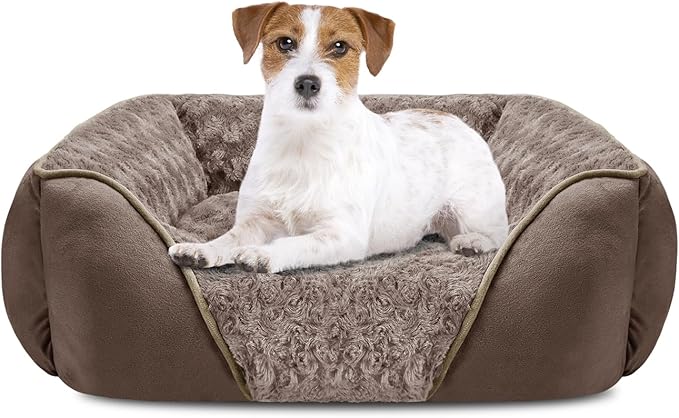 Medium Dog Bed Rectangle Washable Orthopedic Soft Calming Sleeping Durable Pet Cuddler with Anti-Slip Bottom
