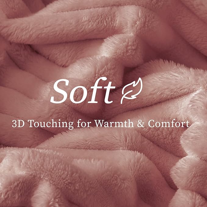 BEDELITE Striped Fleece Throw Blanket, Dusty Pink, 50"x60" | 300GSM Microfiber Fleece, Soft Cozy, Lightweight Warm, Double-Sided Plush, Machine Washable, Gift, Room Decor, for Couch Sofa
