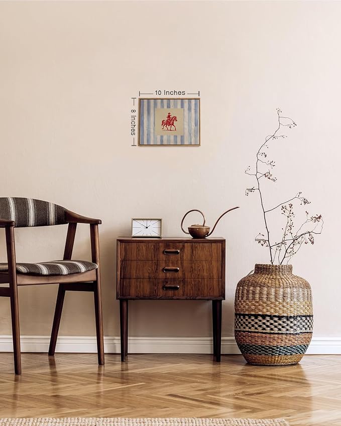 ZZLWBKGL Western Wall Decor Cowboy Canvas Art Vintage Framed Wall Art | Country West Stamp Artwork Mid Century Aesthetic for Living Room Bedroom 8x10in
