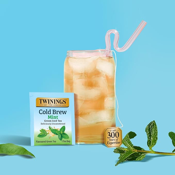 Twinings Mint Green Cold Brew Iced Tea Bags, 20 Count (Pack of 6), Unsweetened Flavoured Green Tea, Caffeinated, 120 Teabags