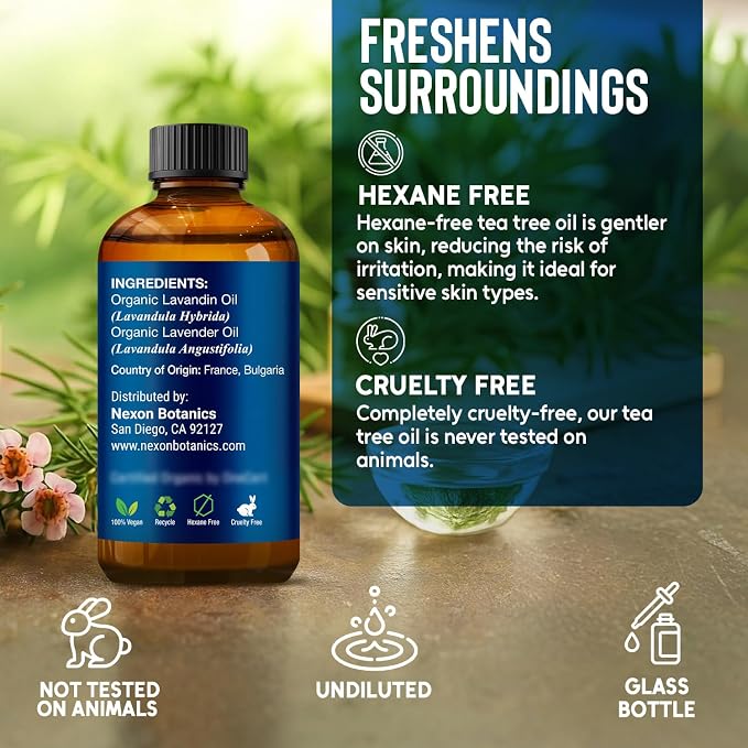 Organic Tea Tree Essential Oil 30 ml - Pure, Natural Oils for Aromatherapy, Diffusers, DIY, Candle and Soap Making Scent - Nexon Botanics
