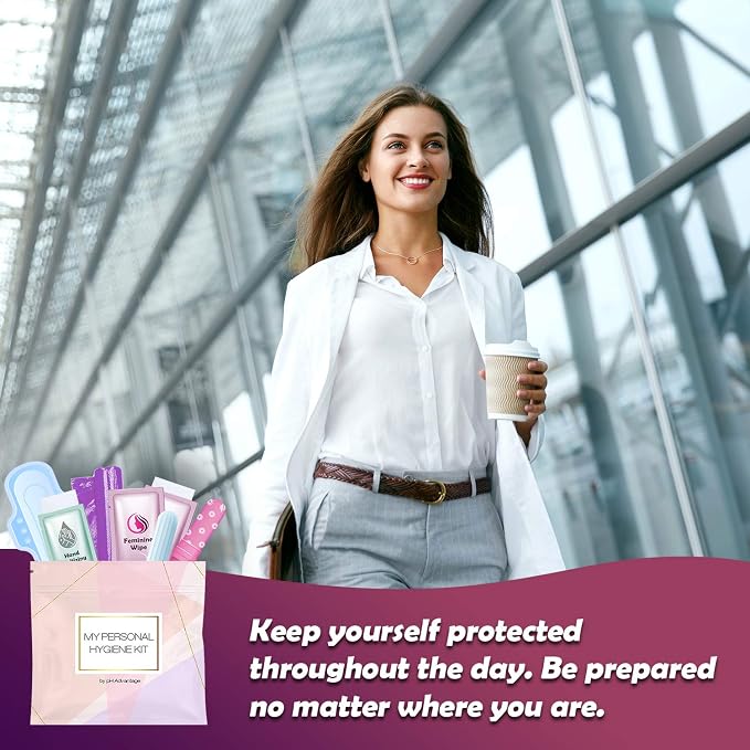 Menstrual Kit All-in-One | Convenience on The Go | Single Period Kit Pack for Travelling, Tweens & Teenagers or Emergency situations | Individually Wrapped Feminine Hygiene Products (Light Rose)