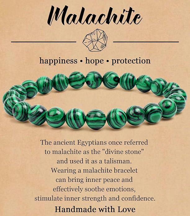 BOMAIL Natural Stone Bracelet for Women Men - 8MM Semi-Precious Gemstone Beaded Bracelet Healing Crystal Stretch Bracelet Yoga Bracelets Jewelry