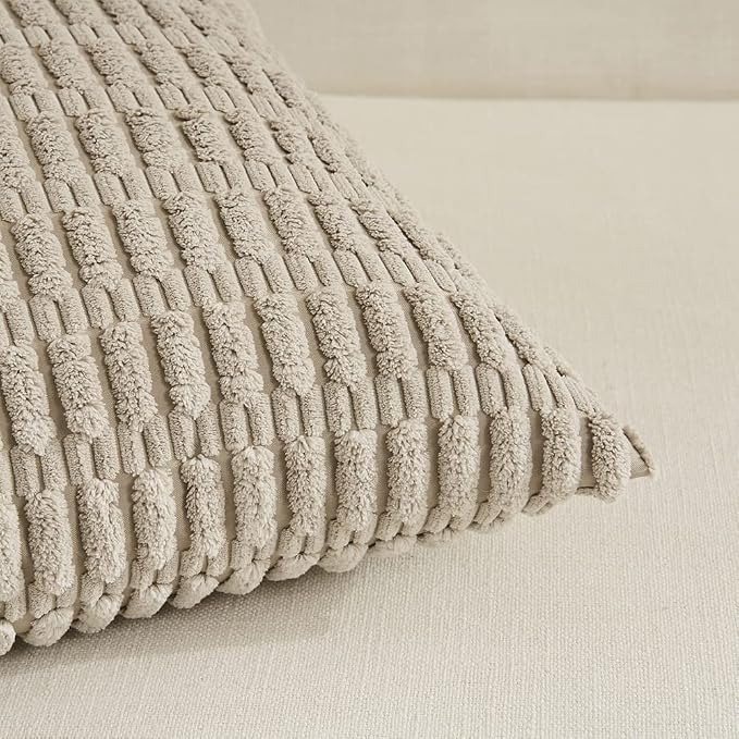 Fancy Homi 4 Packs Decorative Throw Pillow Covers for Living Room Couch Bed, Modern Farmhouse Boho Home Décor Accent Cushion Case, 24" x 12", Taupe