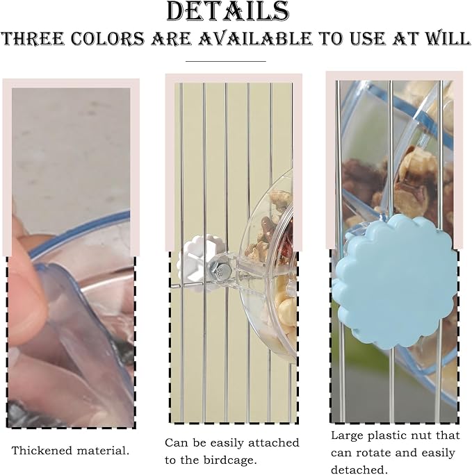 Bird Foraging Toy Interactive Slow Feeder with Rotating Treat Wheel Creative Enrichment Puzzle for Small & Medium Parrots Cockatiel Parakeet Conure - Pink