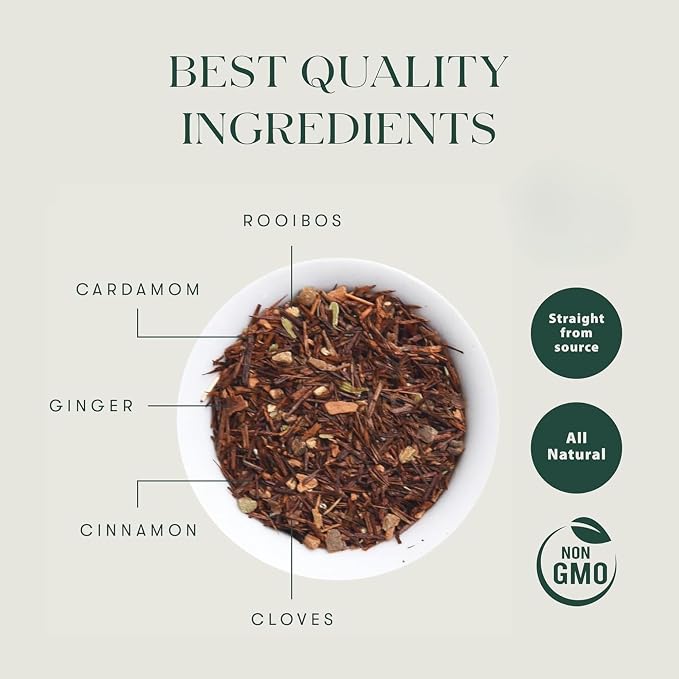 Luxmi Estates Rooibos Chai Herbal Tea, 25 Biodegradable Pyramid Tea Bags (50g, 1.76oz) | South African Rooibos with Indian Chai Spices - Cardamom, Cinnamon, Ginger & Cloves | Caffeine-Free Chai Alternative, Vegan