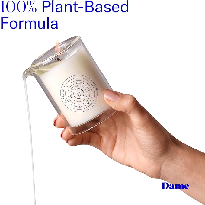 Dame Products Massage Oil Candle - Plant Based Skin & Body Candle for Sensual Massage, Moisturizing & Relaxing Aromatherapy Candle with Kava Kava - Skin Safe - Melt Together Scent