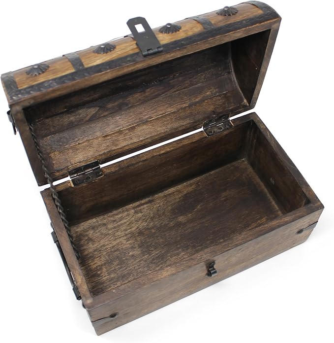 Treasure Chest Keepsake and Decorative Wood Box - Storage Box (X-Large 11x6x6.5)