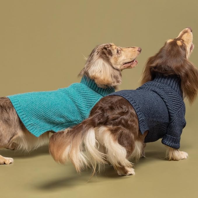 Fitwarm Turtleneck Dog Knitted Sweater, Thermal Winter Clothes for Small Dogs - Boy, Girl, Doggy Pullover Jumper, Pet Outfit, Teal Blue, XS