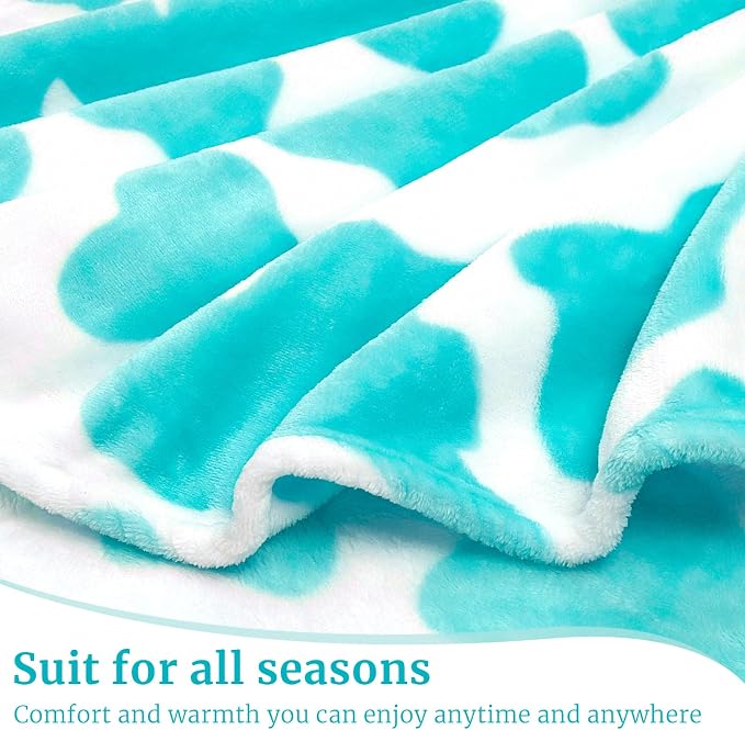 Blue Throw Blanket Gift for Women, Fleece Soft Fluffy Blanket for Couch Bed Sofa, Cozy Warm Lightweight Blue Blanket, Light Blue & Royal Blue Home Decor, Birthday for Women