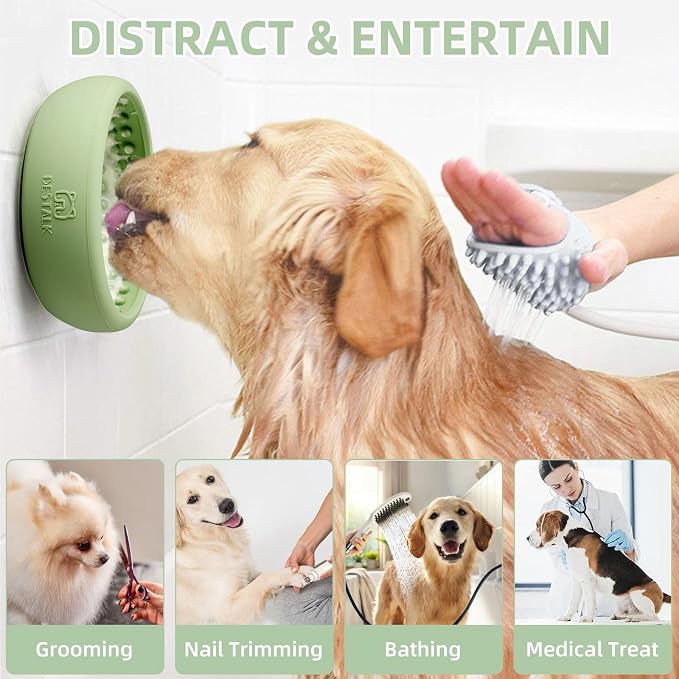 Dog Lick Bowl, Bestalk Anxiety Relief Lick Mat for Dogs, Non-Slip Freeze Licking Bowl Enrichment Puzzle Feeder for Distraction, BPA Free Silicone, Dishwasher Safe (Green,L)