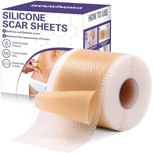 Silicone Scar Sheets - 1.6” x 120” Roll, Medical Grade Scar Tape, Non-Irritating Scar Removal Strips for Surgical Scars, Keloid Bump, C-Section, Tummy Tuck