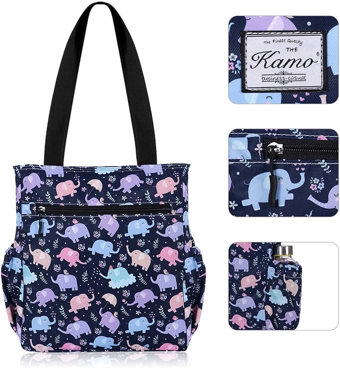 KAMO Floral Tote Bag - Waterproof Lightweight Handbags Travel Shoulder Bag for Hiking Yoga Gym Swimming Travel Beach