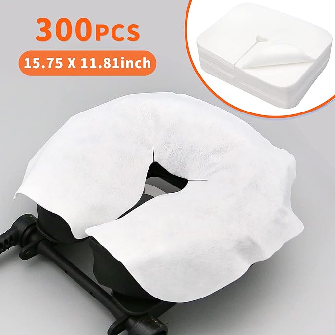 300 Count Disposable Face Cradle Covers, Massage Face Covers Medical-Grade Ultra Soft Large Headrest Covers for Massage Tables & Massage Chairs