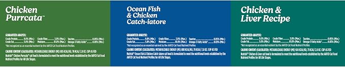 Nutrish Chicken Lover's Wet Cat Food Variety Pack, 2.8 oz Cup (Rachael Ray) | Includes 12 Cups of Three Grain Free Recipes: Chicken Purrcata, Ocean Fish & Chicken Catch-iatore and Chicken & Liver