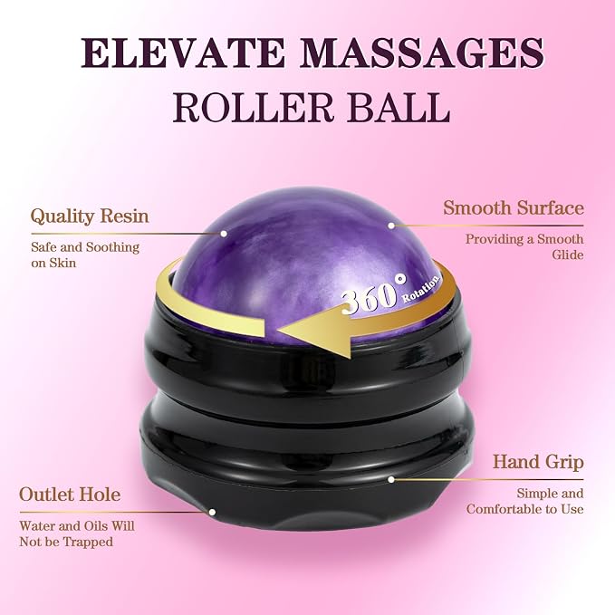 Pjordo 2 Pack Massage Oil for Massage Therapy, Lilac Oil, Lavender Massage Oil for Skin, with Massage Roller Ball, Natural Body Oil for Calming, Aromatic, Soothing, Spa Gift Set for Him Her