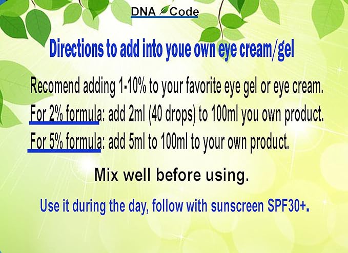 Skin Care 100% Solution Anti-Eye bag, Anti-Dark Circle, Anti-Puffy Eyes By Eyeseryl® Tetrapeptide Add To Your Eye Gel or Cream (0.5 OZ)
