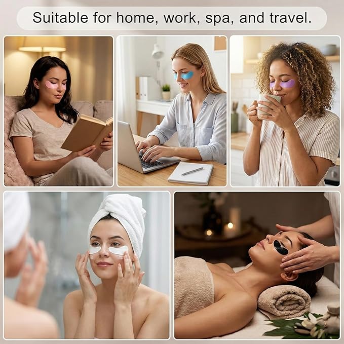 10PCS Under Eye Patches Silicone, Reusable Eye Patches Silicone Patch Under Eyes Mask Reusable Overnight with Metal Eyes Cream Applicator, Tin Case for Dark Circles and Puffiness Effect to Fine Lines