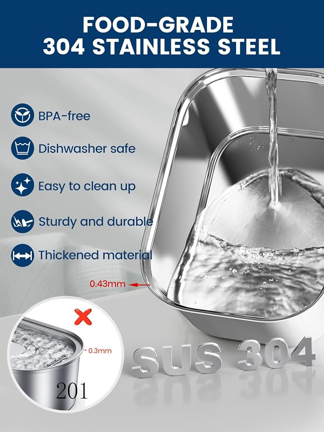 Cat Water Fountain Stainless Steel for Cats Indoor 2.5L 85oz by BPA-Free SUS304, Effective 6-Layer Filter Cat Fountain for Drinking 20dB Ultra Quiet Metal Pet Water Fountain (Fountain+1 Filter)