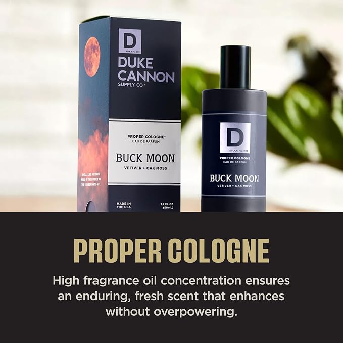 Duke Cannon Proper Cologne Buck Moon | Men's Eau de Parfum | Lime and Vetiver | Warm, Earthy, Long-Lasting Scent | 1.7 fl oz
