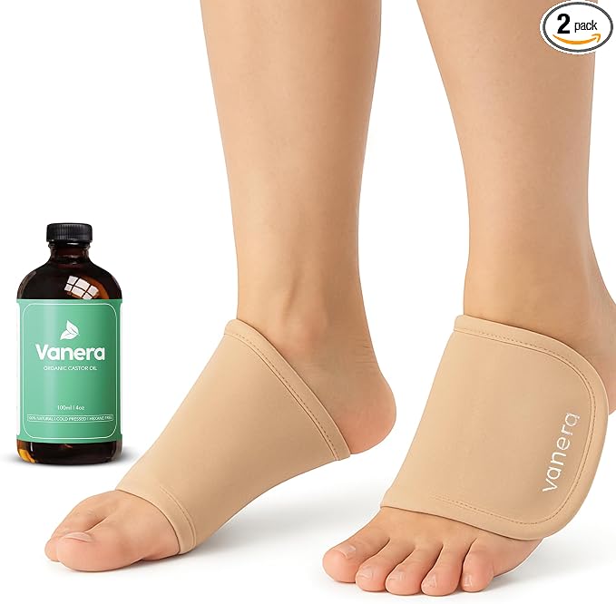 Castor Oil Pack for feet – 100% Certified Organic Castor Oil, Pack wrap for Feet & Ankles with 100% Natural Soft Reusable Cotton Pads and Adjustable Straps, 2 Pcs