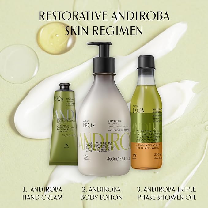 natura - Ekos Andiroba Triple Phase Shower Oil - Restorative In-Shower or Bath Body Oil - Anti-Damage - Scented - Bath Oil - Skin Moisturizer - Vegan Skin Care - Brazilian Beauty - 6.7 fl oz (200ml)