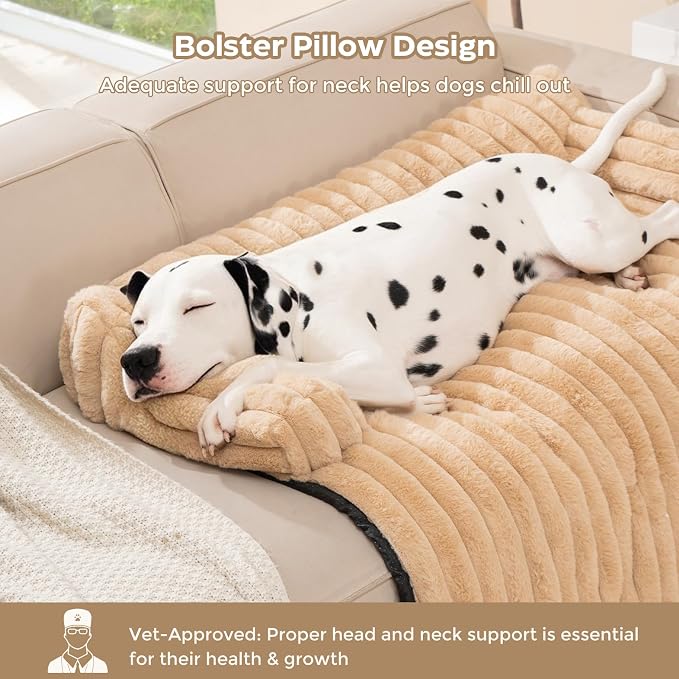 Avont Breathable Dog Couch Mat, Non-Slip Sofa Protector with Soft Plush | Available with Faux Rabbit Fleece and Washable Cover, in M and L, Dark Grey, Light Grey, Brown