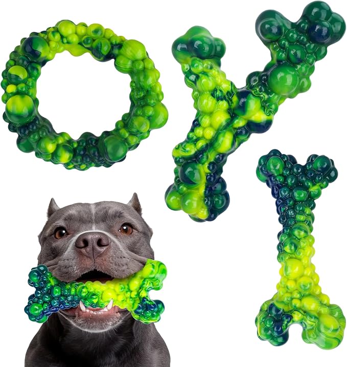 3Pack Bone Indestructible Dog Chew Nylon Toys for Aggressive Chewers