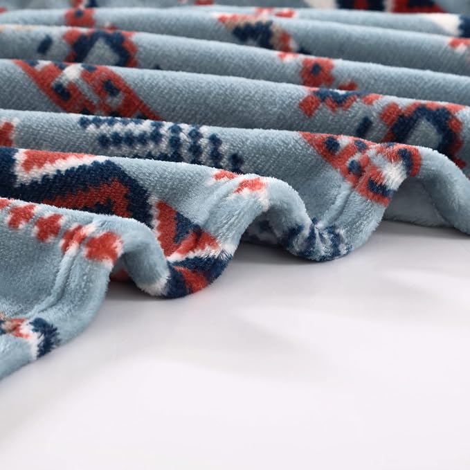 Wrangler - Blanket, Super Soft Plush Bedding, Yellowstone Inspired Throw Blanket for Couch or Bed (Diamond Trail Light Blue, 50" x 70")