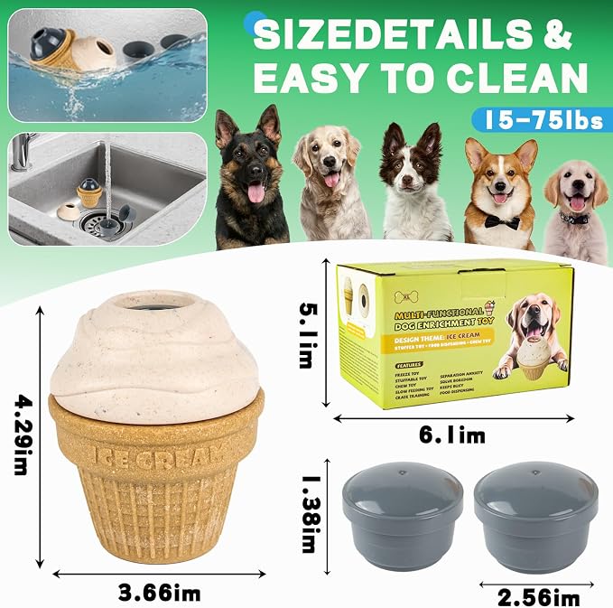 Interactive Dog Licking Toy for Mental Stimulation - Frozen Treat Dispenser Cognitive Dog Enrichment Toys, A licking toy for small and medium-sized dogs, Anti-boredom dog toys, easy-to-clean dog toys