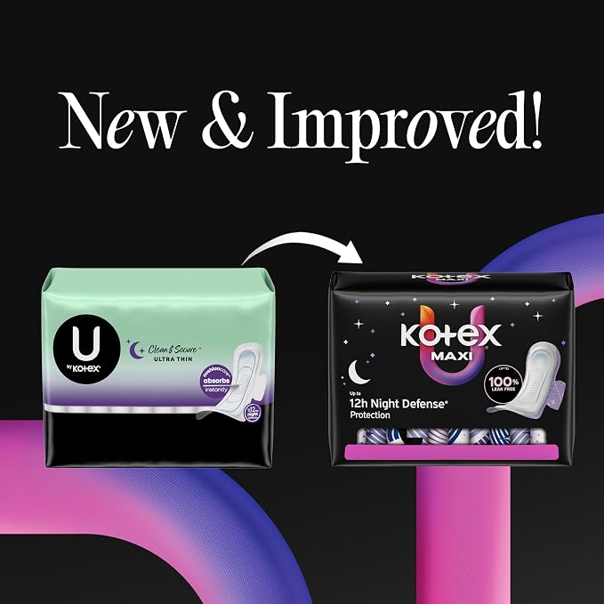 Kotex Overnight Maxi Pads, 39 Count (Packaging May Vary)