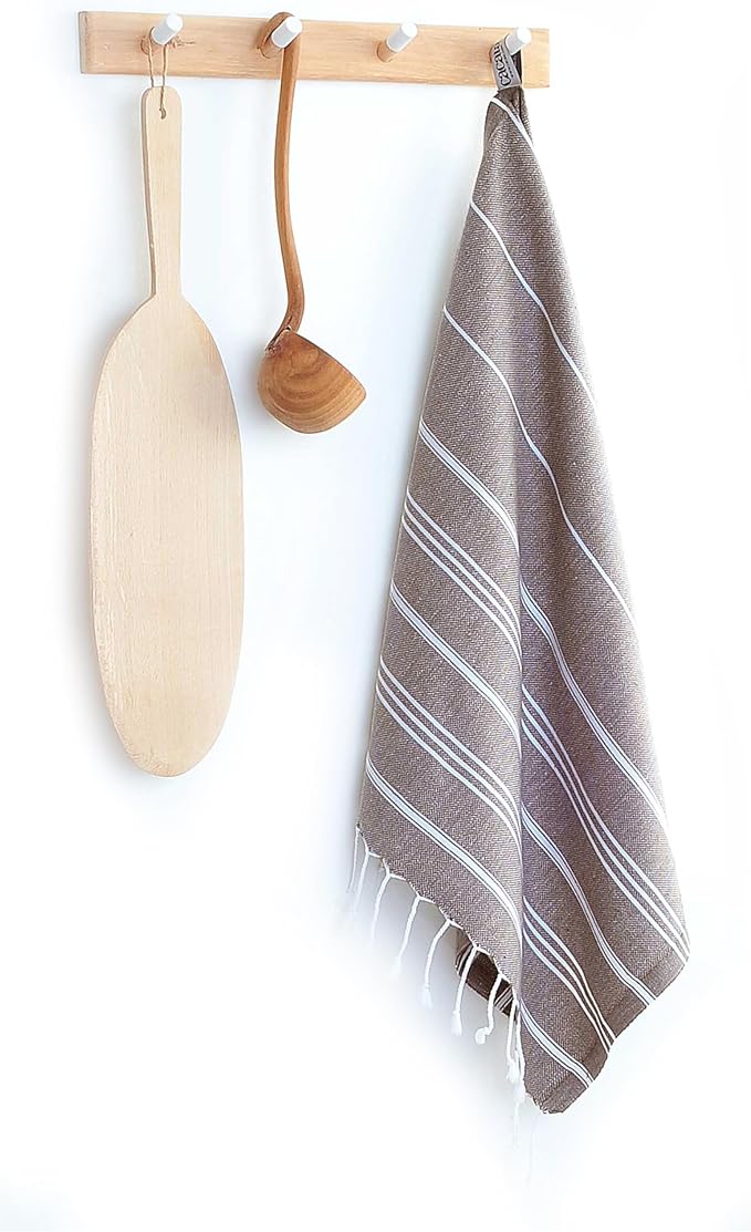 Cacala 100% Turkish Cotton Kitchen Tea Towels, Highly Absorbent Luxury Soft Quick Drying Dish Towel with Hanging Loop for Gym, Yoga, Bath, Sports, Cleaning and Kitchen (23 x 36)