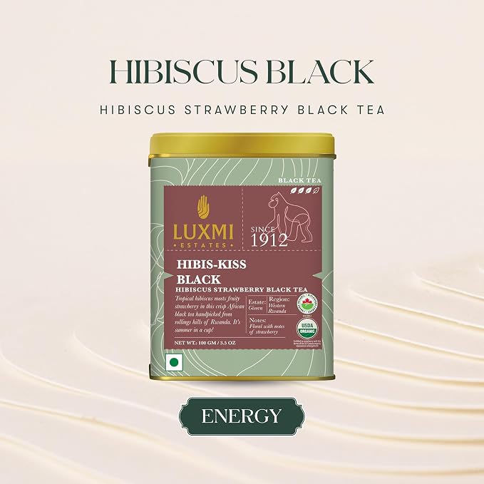 Luxmi Estates - Hibiscus Black Tea, 100gm (3.48 Oz) loose Tea pack