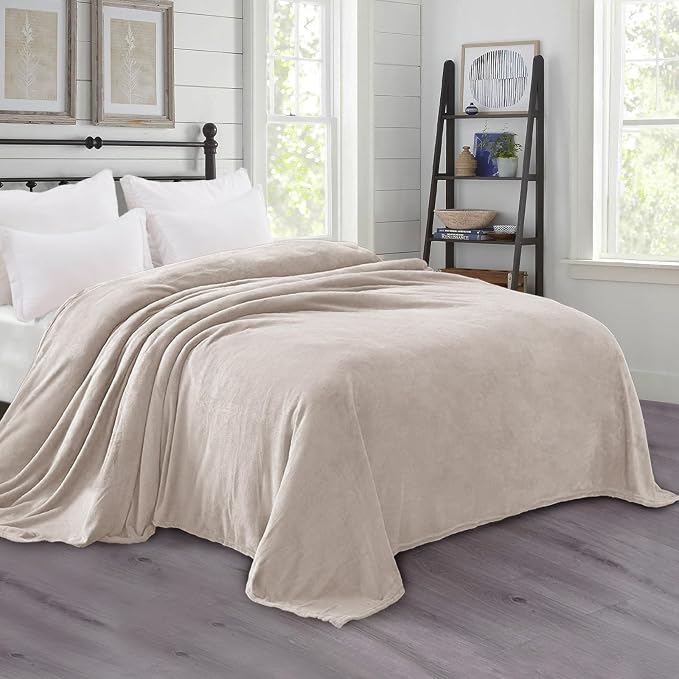 Exclusivo Mezcla Soft Fleece Blanket King Size for Bed, Camel | 104x90 Inches, Double-Sided Brushed Flannel, Lightweight Plush Cozy Blanket for Home Decor, All Season, Machine Washable