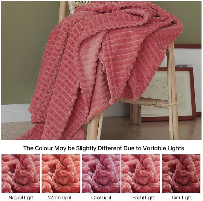 Simple&Opulence Coral Red Throw Blanket for Couch-Super Soft Fluffy Blankets for Women 50x70 Inches Cozy Lightweight Fleece Blanket for Home Decor