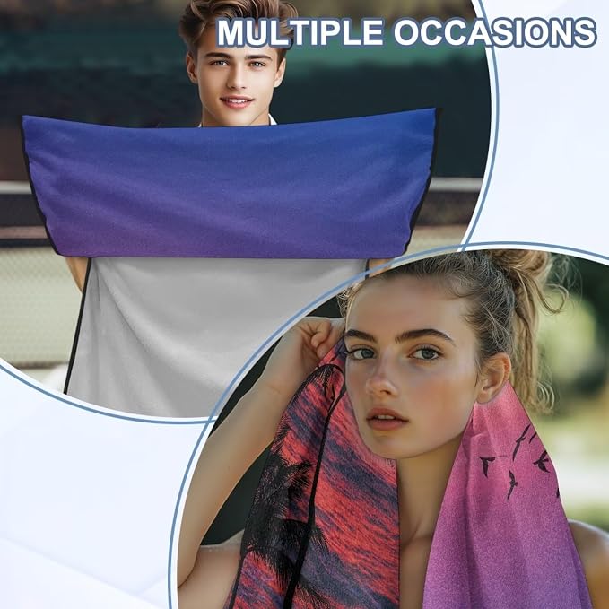 INSTANTARTS Coconut Tree Evening Sunset Car Seat Towel Cover Yoga Towel Car Seat Cover