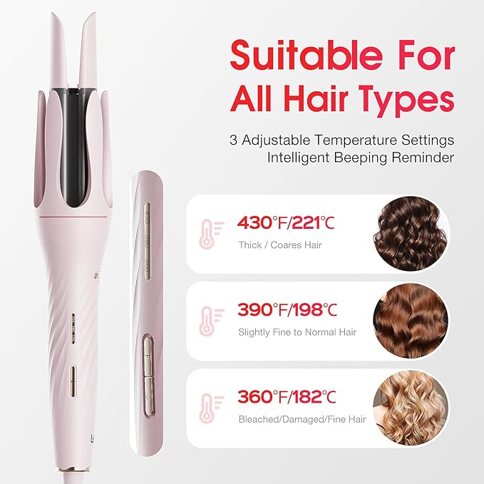 Rotating Curling Iron 1 Inch- LENA Z4 Automatic Curling Wand with Anti-Scald & Versatile Hair Protection, Titanium Coating, Easy-to-Use Design for Long-Lasting Shiny Curls, Dual Voltage