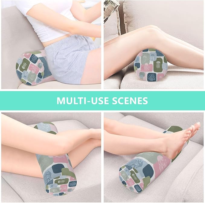 Multi Color Blocks Jellyfish Coral Ocean Geometric Neck Roll Pillow Bolster Round Health Memory Foam Long Cervical Cylinder Pillows with Removable Washable Cover for Body Bed Legs Back Yoga